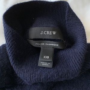 J Crew 100% Cashmere Navy Mock Neck Sweater